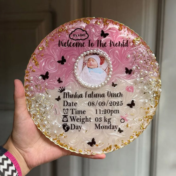 Baby Details with Crystal stone Resin Art