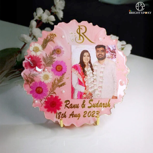 Anniversary One Side Flower Coated Resin Frame