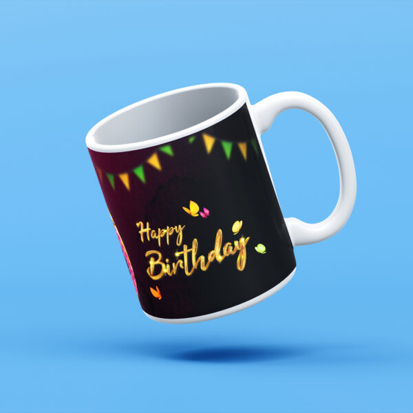 Round & Butterfly Design Birthday Mug