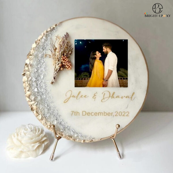 Annivesary Resin Art Frame With Crystal Stone