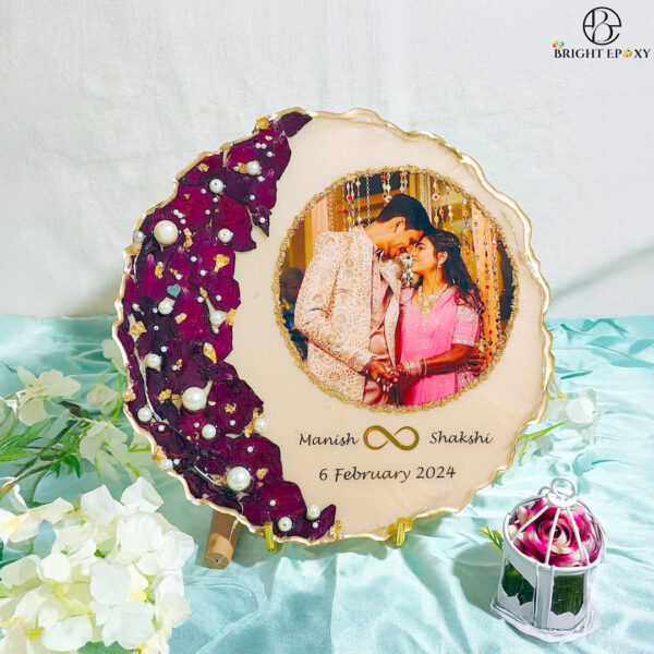 Rose and Moti Coated Resin Art Frame