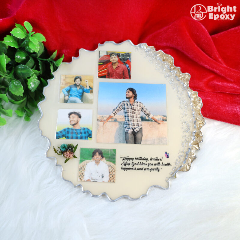 Collage Resin Art With Crystal Stone – Beautiful Gift